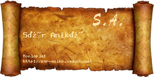 Sár Anikó névjegykártya